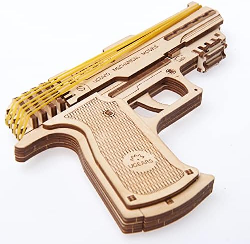 UGEARS Mechanical Wolf-01 Handgun – 3D Wooden Puzzle for Adults, Rubber Band Gun Mechanical Model Kit, DIY Wood Building Set, Collectible Hobby Craft, Brain Teaser Puzzle - Image 3