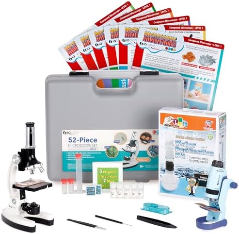 AmScope M30-ABS-KT2-W-KVB1 1200X White Metal Arm Starter Microscope Kit by AmScope