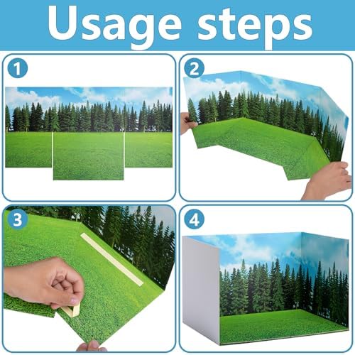 codree 4 Pcs Jungle Style Diorama Box and Fake Grass Decor, Rainforest Diorama Supplies Project Box Set, Cardboard Diorama Kit & Artificial Grass with Double Sided Tapes for DIY Crafts Toys Dollhouse - Image 3
