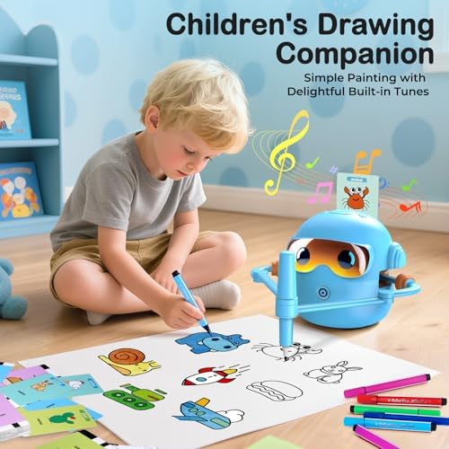 Drawing Robot for Kids Montessori Painting Toys for 3 4 5 6 7 8 Year Old, Voice Interactive Educational Drawing Machine with 100 Cards,16 Colorful Pens & Music-Gift for Boys Girls - Image 3
