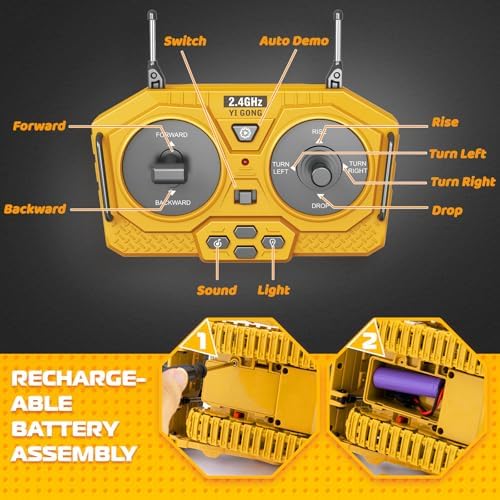 Remote Control Bulldozer Toys, Construction Vehicles Trucks for Kids - Image 6
