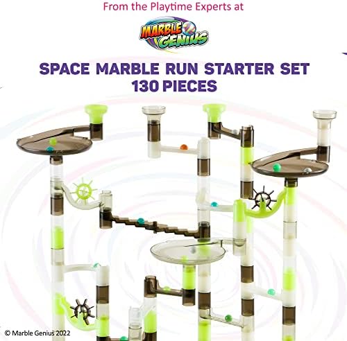 Marble Genius Marble Run Starter Set STEM Toy for Kids Ages 4-12 - 130 Complete Pieces (80 Translucent Marbulous Pieces and 50 Glass Marbles), Construction Building Block Toys, Theme (Space) - Image 2