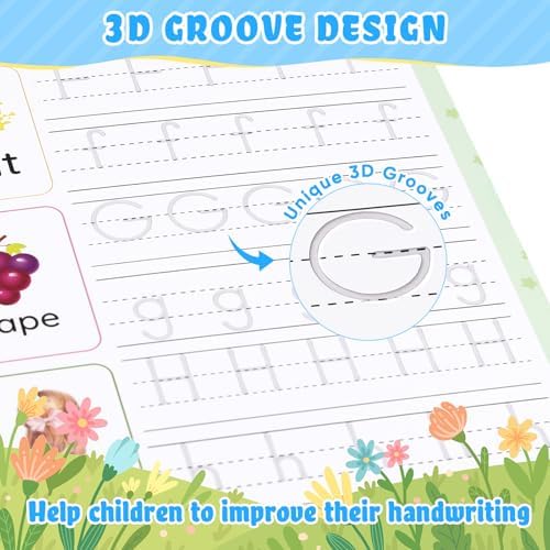 ASIGN Reusable Magic Handwriting Workbooks for Kids - 3D Grooved Tracing Copybook with Auto-Fading Ink & Grip Aid to Correct Pen Posture (6-Book Set, Preschool & Kindergarten Prep) - Image 6