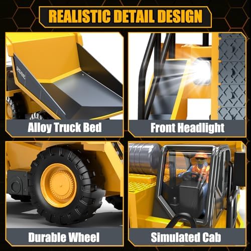 RC Dump Truck Toy for Boys, 9CH Remote Control Truck Construction Vehicles - Image 5