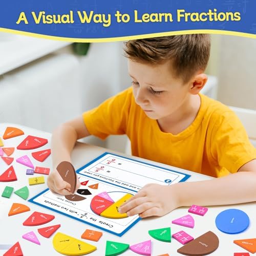 Magnetic Fraction Tiles & Circles Activity Set, Math Fraction Manipulatives - Image 3