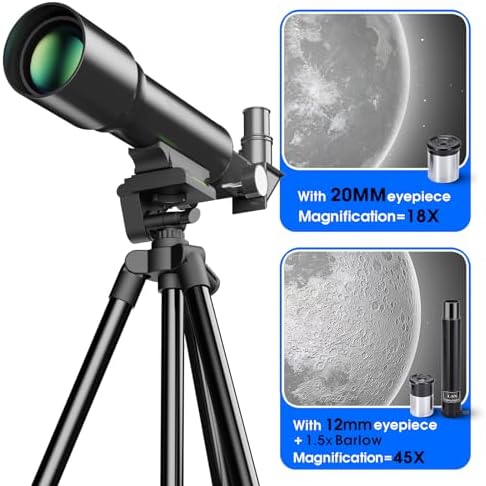 Telescope for Kids 50mm Aperture 360mm AZ Astronomical Portable Telescope for Adults Beginners with Upgraded Tripod White - Image 2