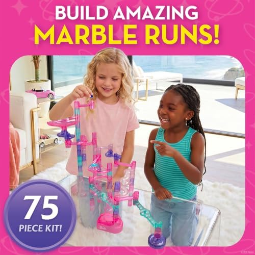 Barbie Sparkle Marble Run Building Set with 10 Marbles for Kids Ages 6+ - Image 2