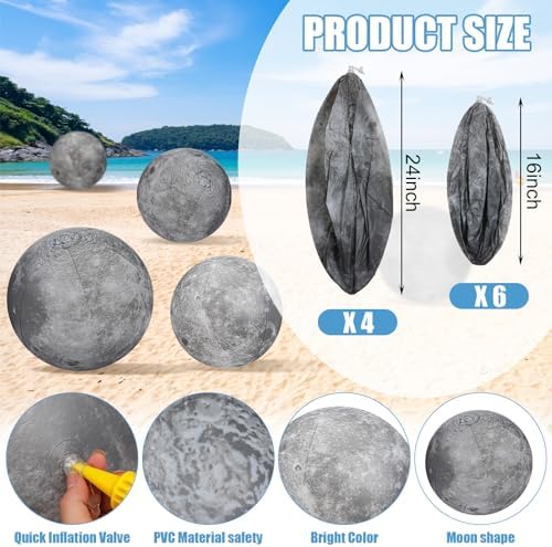 Shappy 6 Packs Moon Inflatable PVC Ball Bulk, 16 Inch, 24 Inch - Image 3