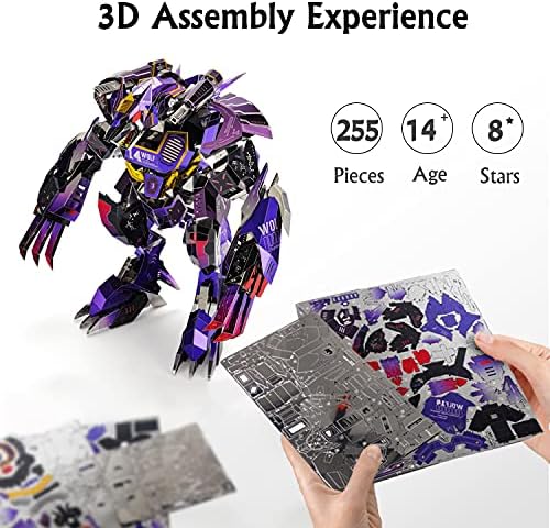 Microworld 3D Metal Puzzle, Mechanical Wolf Metal Earth Model Kits, Difficult Challenge Jigsaw Puzzles Laser Cut Brain Teaser DIY Collection Gifts Puzzles for Adults Men Boys Teens - Image 3