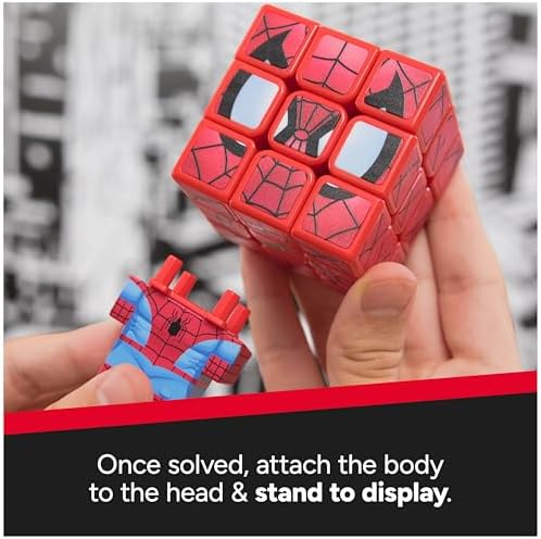 Rubik’s Cube, Spider-Man Cuber, Marvel Collectible Fidget Toy & Desk Decor, Problem-Solving Brain Teaser, Classic Color-Matching Puzzle, Sensory Puzzle for Fans of Marvel Rivals Ages 8 & Up - Image 5