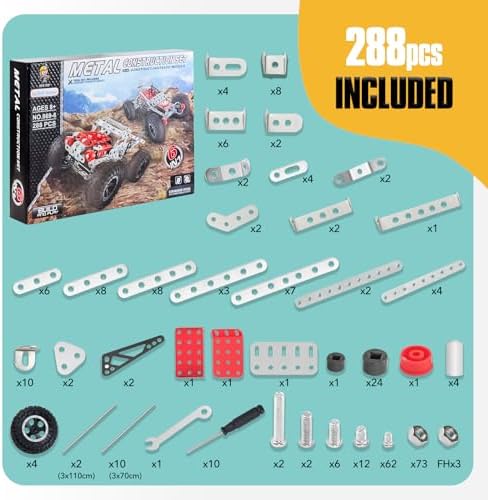Metal Model Car Kit,288 Pcs STEM Set,STEM Building kit for Age 8+ - Image 5