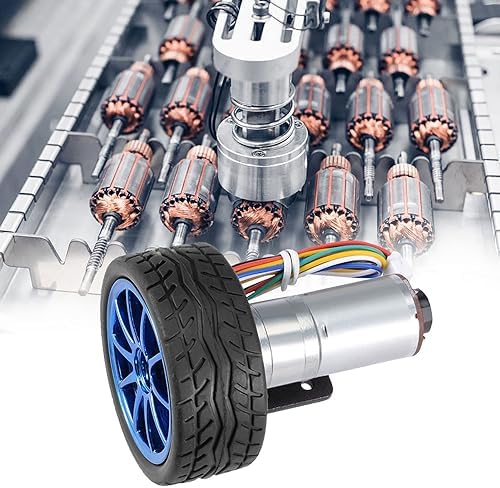 DIY Encoder Gear Motor with Mounting Bracket 65mm Wheel Kit, JGA25-371 Metal Gears DC12V for Smart Car Robot Printer Machinery Equipment (Speed ​​30) - Image 2