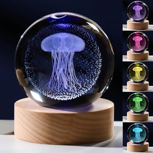 3D Jellyfish Gifts for Women - Crystals Ball 60mm Jellyfish Figurines Decor Glass Animals Figurine Keepsake Paperweight by Unknown