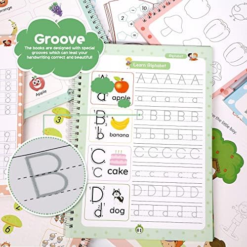 Magic Ink Copybooks for Kids Reusable Handwriting Workbooks for Preschools Grooves Template Design and Handwriting Aid Practice for Kids - Image 4