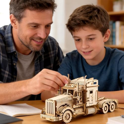 Kaptein 3D Wooden Puzzles for Adults & Teens – DIY Truck Model Kit to Build – Brain Teaser Craft – Birthday Gifts & Desk Decor - Image 3