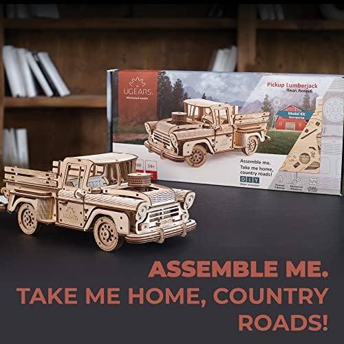 UGEARS Wooden 3D Puzzles for Adults - Pickup Lumberjack Model Car Kits 3D Puzzle Adult Crafts - Mechanical Wooden Model Kits for Adults Retro Chevrolet 3100 Inspired - Image 5