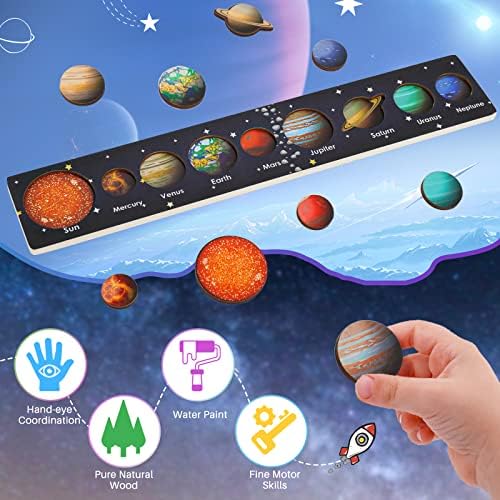 Zeoddler Solar System Puzzle for Kids 3-6, Wooden Space Toys for Kids, Planets for Kids, Preschool Learning Activities, Gift for Boys, Girls - Image 5