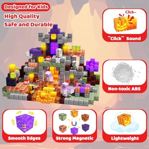 Magnetic Blocks, 100PCS Light Up Building Cube Toys Gifts for Kids - Image 5