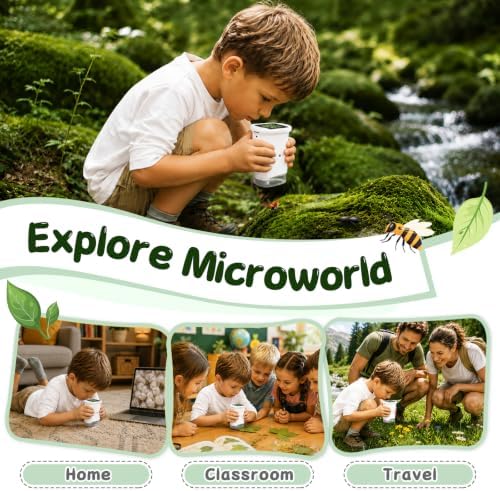 SEEKID Microscope for Kids 200-1000X, STEM Toy Science Kit for Kid(White) - Image 6