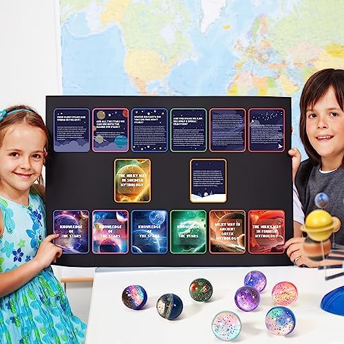 Pllieay 16PCS Solar System for Kids Galaxy Space Toys, 45mm Bouncy Balls Bulk and Galaxy Flashcards for Party Favors, Educational Space Toys - Image 5
