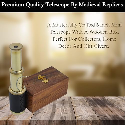 6" inch Handheld Brass Telescope with Wooden Box - Pirate Navigation. - Image 6