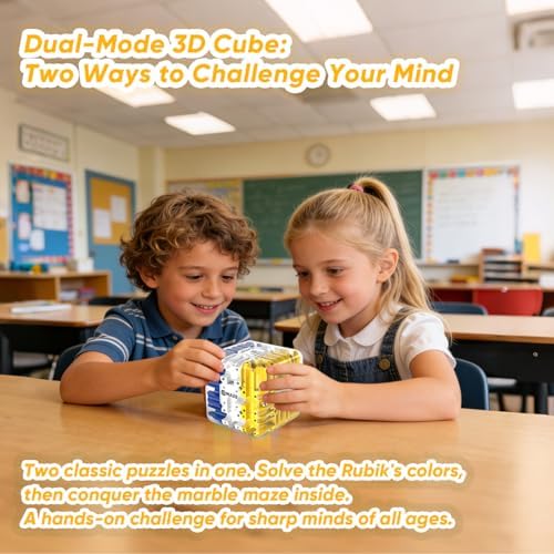 3D Cube Puzzle, BlueLabyrinth Brain Teaser Maze Ball Fidget Toys - Image 5