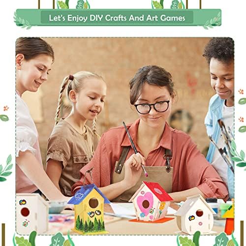 ILHSTY 6 Pack Large DIY Bird Houses Kits for Kids, Kids Crafts Wood Houses for Crafts Class Parties, DIY Crafts and Art Birdhouse Kits for Children to Build & Paint (6) - Image 2