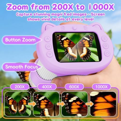 1000X Handheld Digital Microscope for Kids (Purple) - Image 2