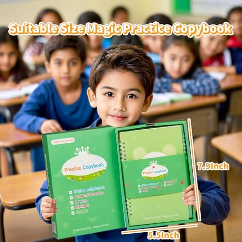 Grooved Writing Books for Kids, Magic Practice Copybook, Reusable Handwriting Practice Book Kit for Kids Age 3-8 ​Calligraphy, 7.8in×5.5in - Image 2