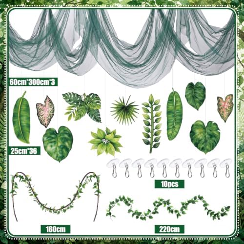 55 Pcs Jungle Safari Party Decor Rainforest Celling Faux Vine - Image 2
