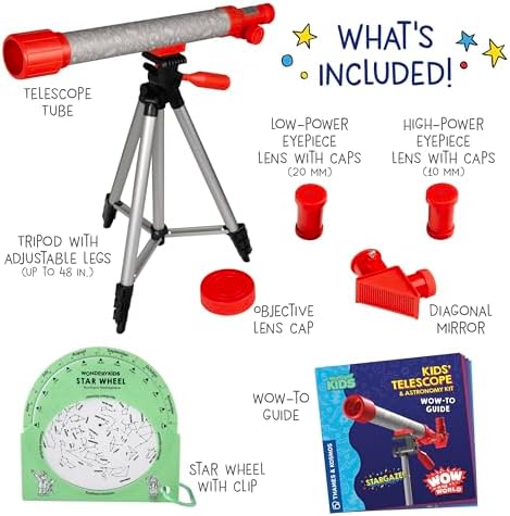 Wow in the World Kids’ Telescope & Astronomy Kit, 25x & 50x Magnification, Adjustable 48” Tripod, Includes Star Wheel & Companion Audio Content, Intro to Astronomy for Ages 6+ by Thames & Kosmos - Image 3