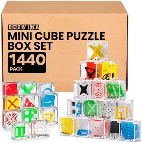 Mini Cube Puzzle Games (1440-Pack) 3D Brain Teaser Maze Ball Bulk Set by Bedwina