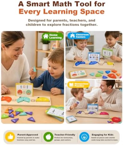 Fraction Manipulatives Set, Fraction Wooden Tiles & Fraction Circles Set - Image 6
