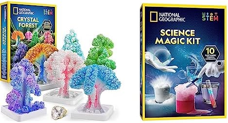 NATIONAL GEOGRAPHIC Craft Kits for Kids - Crystal Growing Kit, Grow 6 Crystal Trees in Just 6 Hours, Educational & Magic Chemistry Set – Science Kit for Kids with 10 Amazing Magic Tricks, STEM by National+Geographic