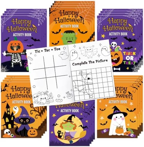 Bulk Halloween Activity Books, 24Pcs Mini Game Coloring Book Set for Kids by X1zuue