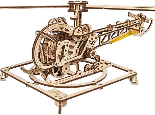 UGEARS Wooden 3D Puzzles for Adults - Easy Mini Helicopter Model Kit – Experience Aerial Innovation with Mechanical Puzzles DIY Kits for Adults - Ideal for Hobbyists, Aviation Enthusiasts - 167 Pcs by UGEARS-ModelingJoy