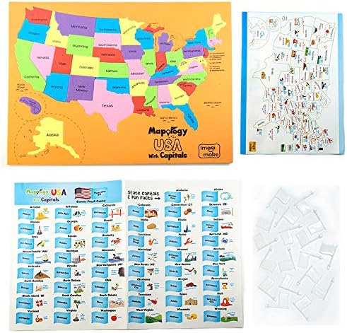 Imagimake Mapology USA & World Map Puzzle, Learn Countries, Flags, Capitals - Image 2