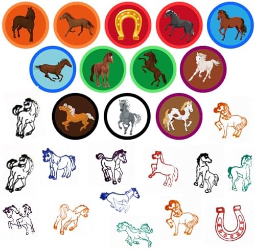 Cinrobiye 24 Pcs Horse Party Favors Stampers for Boys Girls，Pre-Inked Western Pony Stamp Set for Birthday Party Supplies Cowboy Themed Goody Bag Fillers Classroom Rewards Pinata Prizes DIY Crafts - Image 2