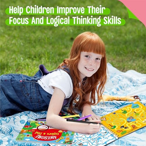 SpriteGru 2 Travel Game Pads, 60 Dry Erase Activities Games Reusable & Erasable Book, Fun Brain Challenge Games Interesting Educational Toy and Learning Tool for Road Trip Airplane Travel - Image 3