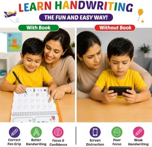 Premium 7 Magic Grooved Writing Practice Handwriting Books for Kids Ages 3-5 Letter Tracing Book Learn to Write Age 3-8 Children Workbook Learning Activities Reusable Preschool Education Home - Image 3