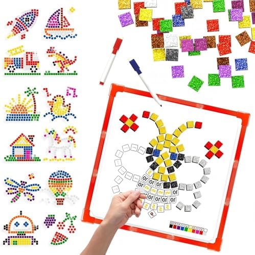 Learning Educational STEM Toy,Mosaic Magnetic Puzzle,330 Foam Building Blocks with 20 Patterns,Math Counting Activities, Montessori Sensory Art Kit Gift for Boy Girl Kids 4 5 6 7+ by GLEEHAPY