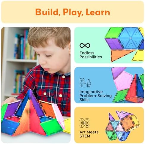 PicassoTiles Magnetic Building Block Set Geometry Shape Magnet Tiles Construction Toy STEM Learning Kit Educational Playset Playboard Pretend Play Stacking Blocks Child Brain Development PT16 - Image 4