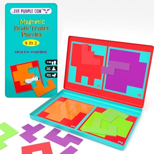 The Purple Cow- Brain Teaser Puzzles- Magnetic Travel Game. Great for Travel and on-the-go. Learning Activity for Boys and Girls. by purple-cow