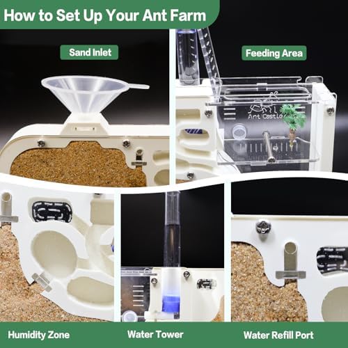 Ant Farm Castle - Ant Farms for Kids with Yellow Sand Complete Tool Kit, Live Ants Habitat Science Kit - Great Gift for Boys, Girls and Student - Image 3