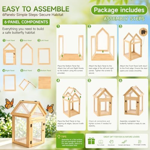Cinnvoice Butterfly Habitat Cage Kit 19.7" Outdoor Large Insect Mesh Cage Terrarium Garden Grow Tent for Hatching Butterflies, Education Science Parent Child Interaction Observation - Image 3