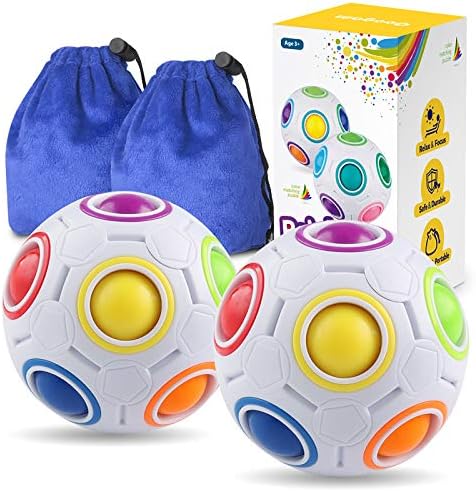 Coogam Rainbow Puzzle Ball Pack with Pouch Color-Matching Game Toy Stress Reliever Magic Ball Brain Teaser for Kids and Adults, Children, Boy, Girl Holiday Set of 2 by Coogam