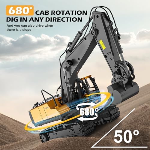Remote Control Excavator Toy for Boys 6-11 yrs Old,11-Channel RC Excavator Toy,with Metal Shovel,2.4Ghz RC Construction Vehicle,Ideal Gifts for Kids on - Image 5