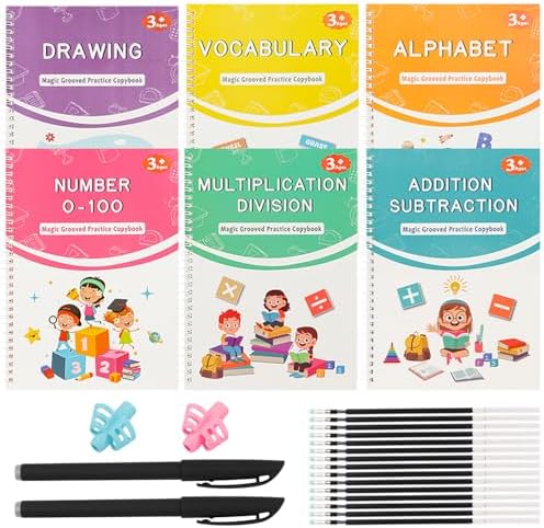 Magic Grooved Writing Practice Books for Kids, Reusable Tracing Workbooks by Unknown