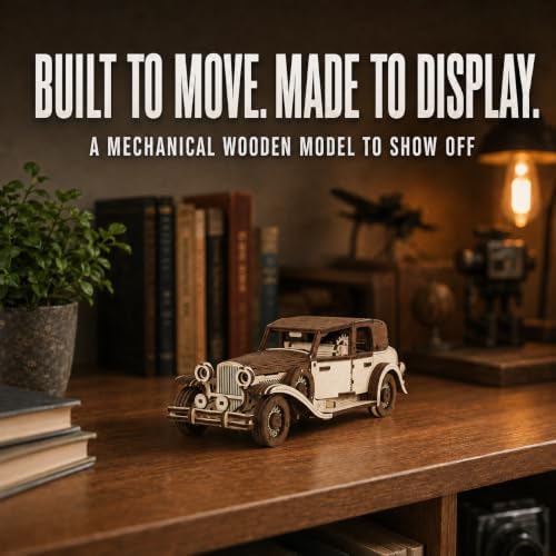 EWA Eco-Wood-Art Ferdinand Retro Car 3D Wooden Puzzle, 278 Pieces, 14 Years and Up, 11.02 Inches, Wood - Image 4