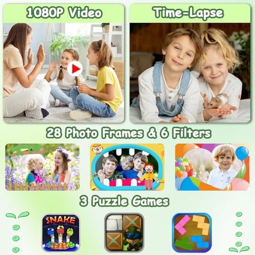 DEKER Kids Waterproof Camera, Underwater HD Digital Camcorder, Green - Image 3